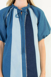 THML Jenna Puff Sleeve Denim Dress in blue - women's dress - view 4