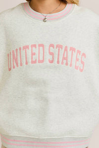 Le Lis - United States Crew Neck Embroidery Sweatshirt