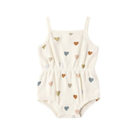 Quincy Mae - Girl's Waffle Cinch Romper