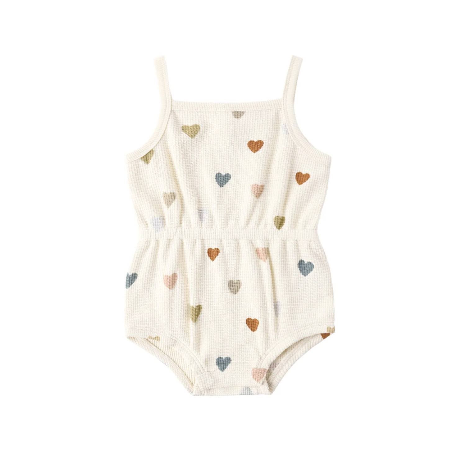 Quincy Mae - Girl's Waffle Cinch Romper