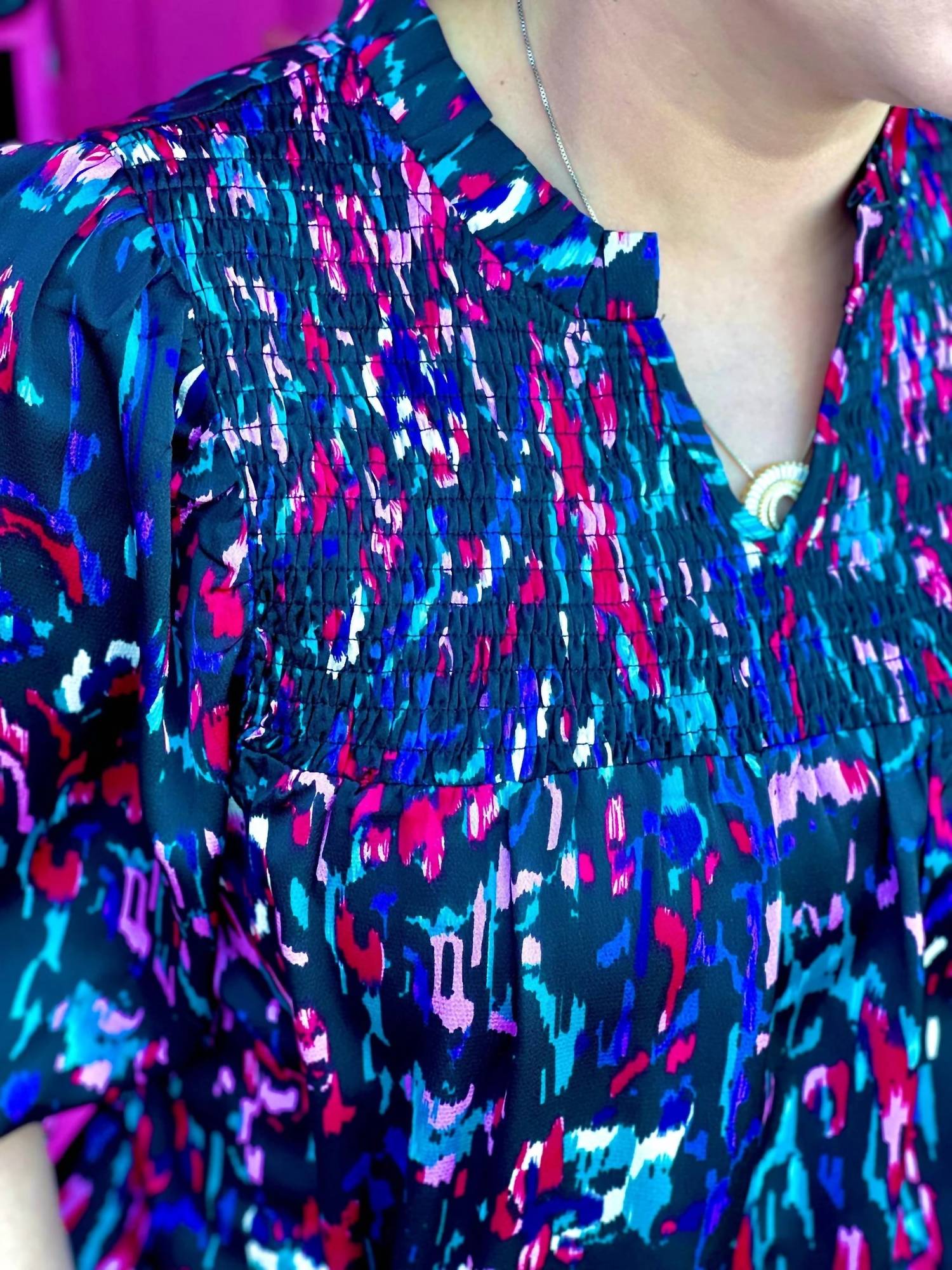 Washco - Abstract Smocked Blouse