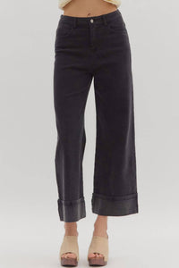 Entro - High Waist Wide Leg Cropped Pants