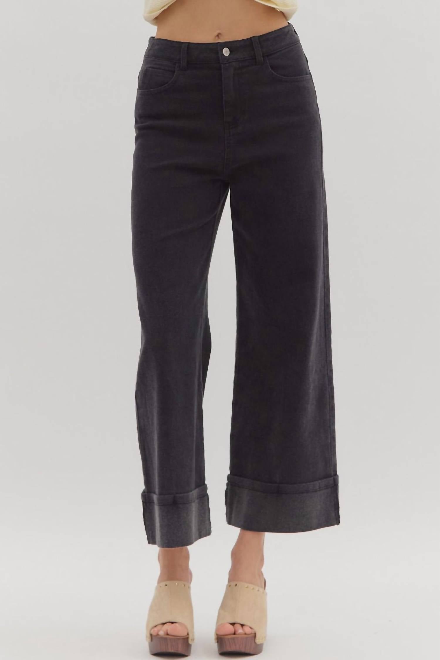 Entro - High Waist Wide Leg Cropped Pants