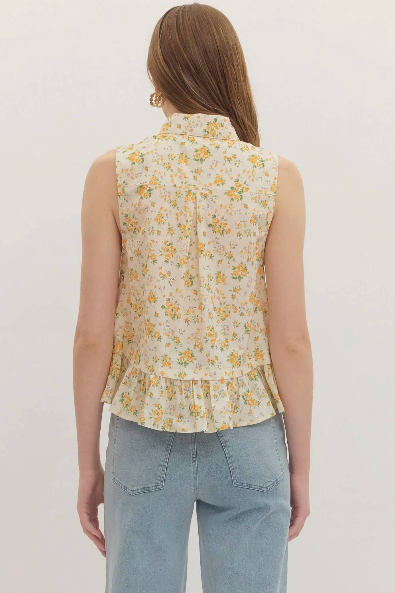 Entro - Floral Print Sleeveless Texas Top