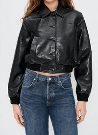 Citizens Of Humanity - Lola Cropped Leather Bomber Jacket