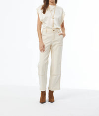 young fabulous & broke Brier Crew Neck Top in ivory - women's blouse