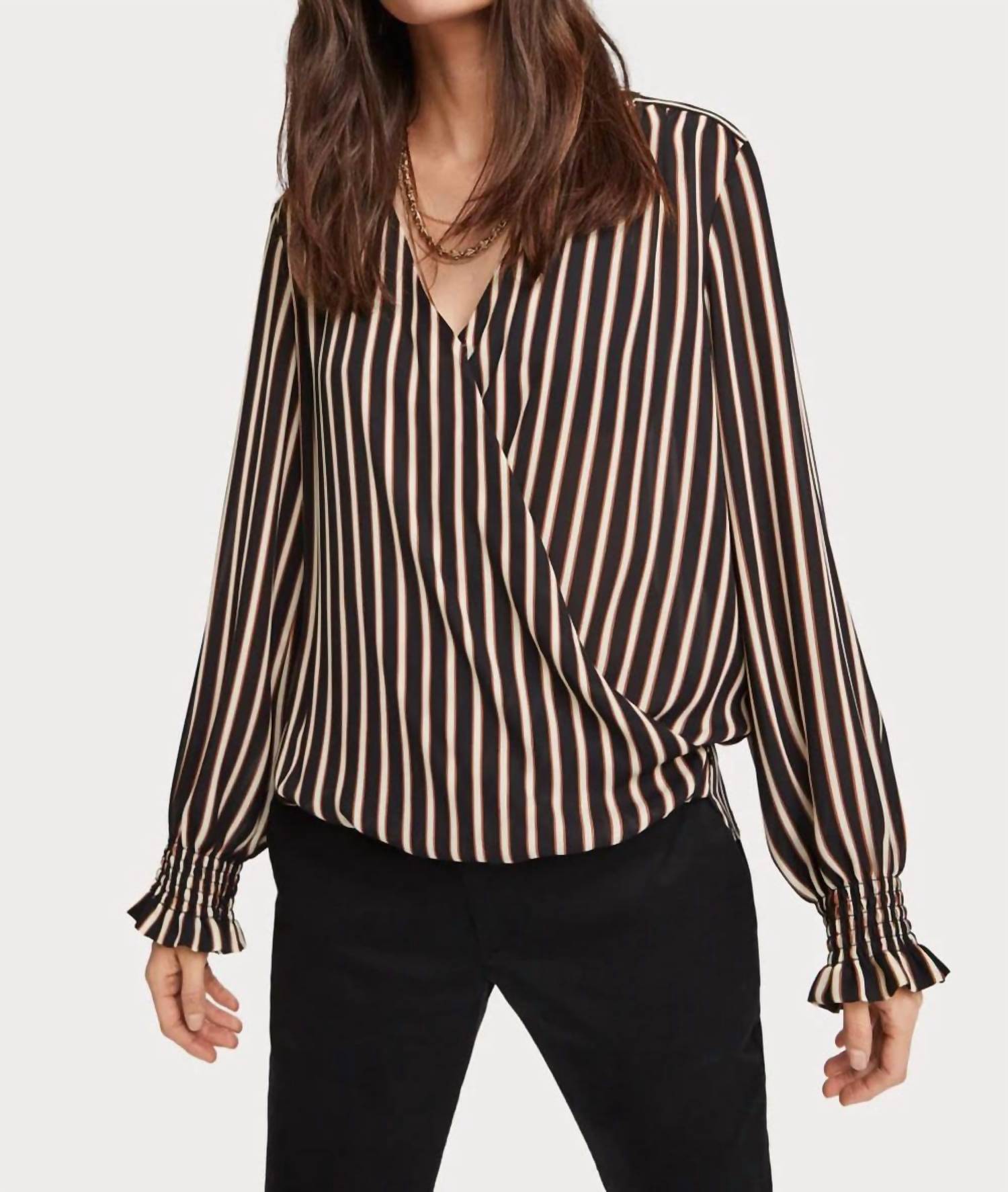 Scotch & Soda - Wrap-Over Top With Smocked Cuff