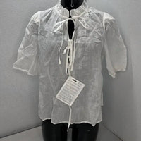 Frame - Tie Neck Ruffle Popover Blouse