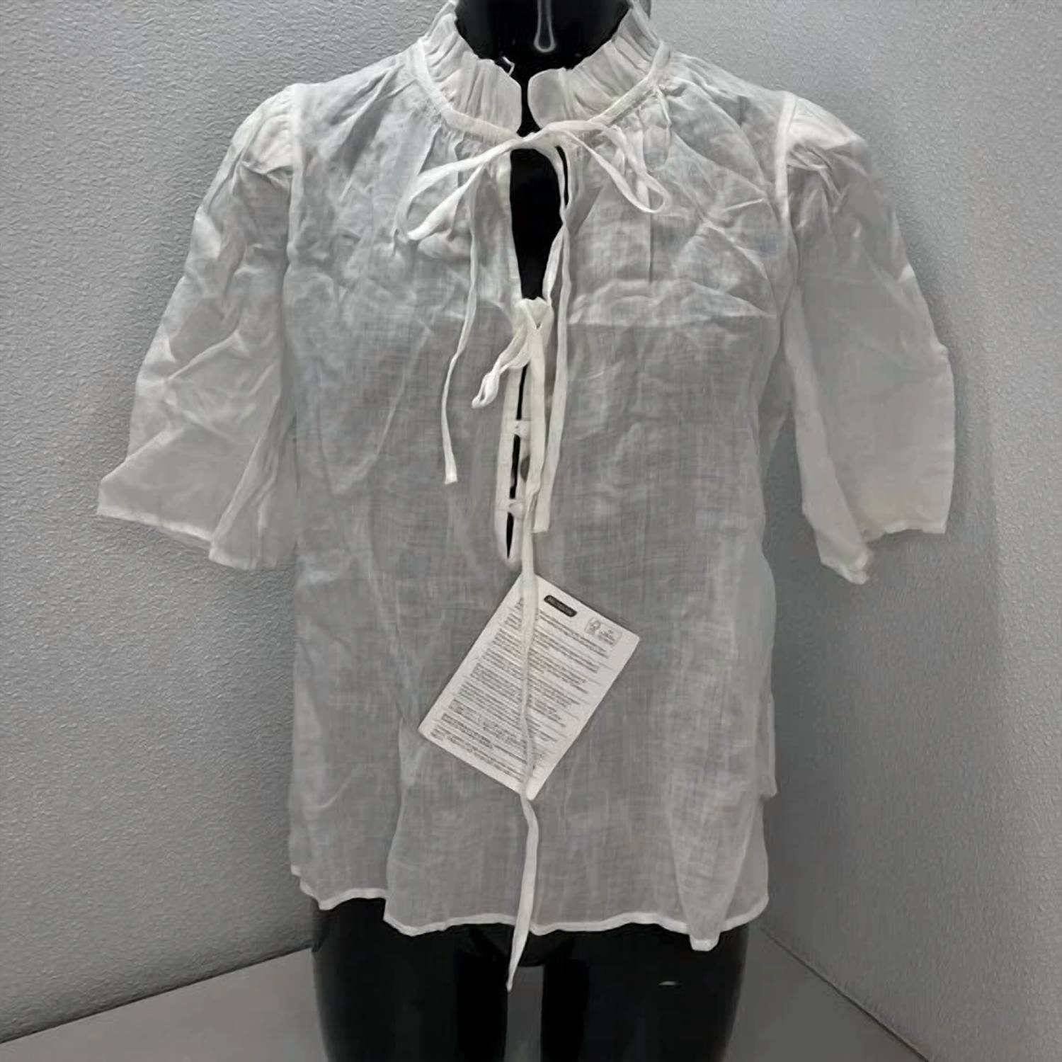 Frame - Tie Neck Ruffle Popover Blouse