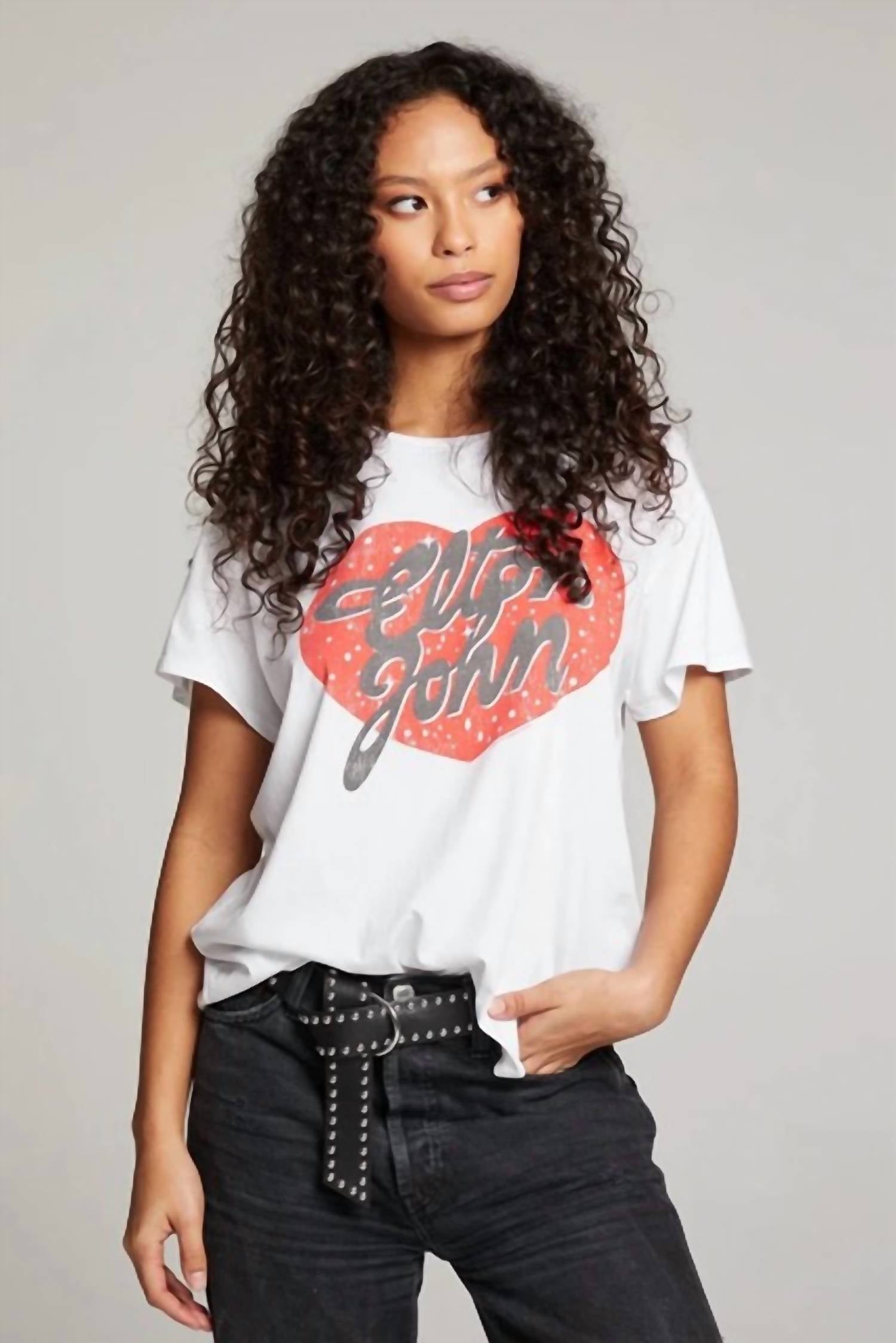 Chaser - Elton John Script Logo Heart Graphic Tee