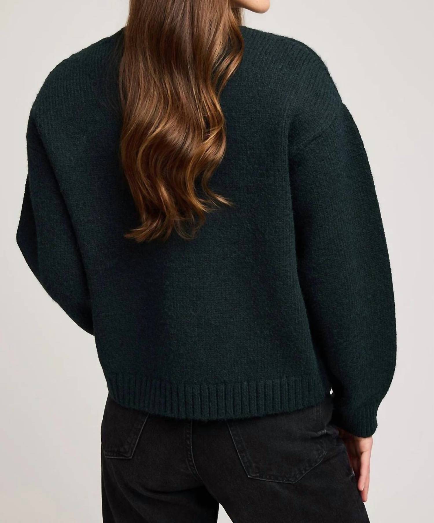 Gentle Fawn Angelica V Neck Sweater in green - women's sweater - detail view