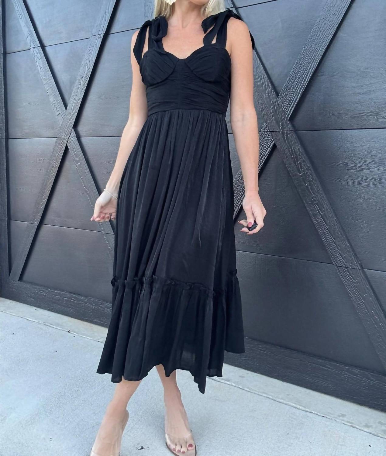 Blu Pepper - Lurex Tie Strap Midi Dress