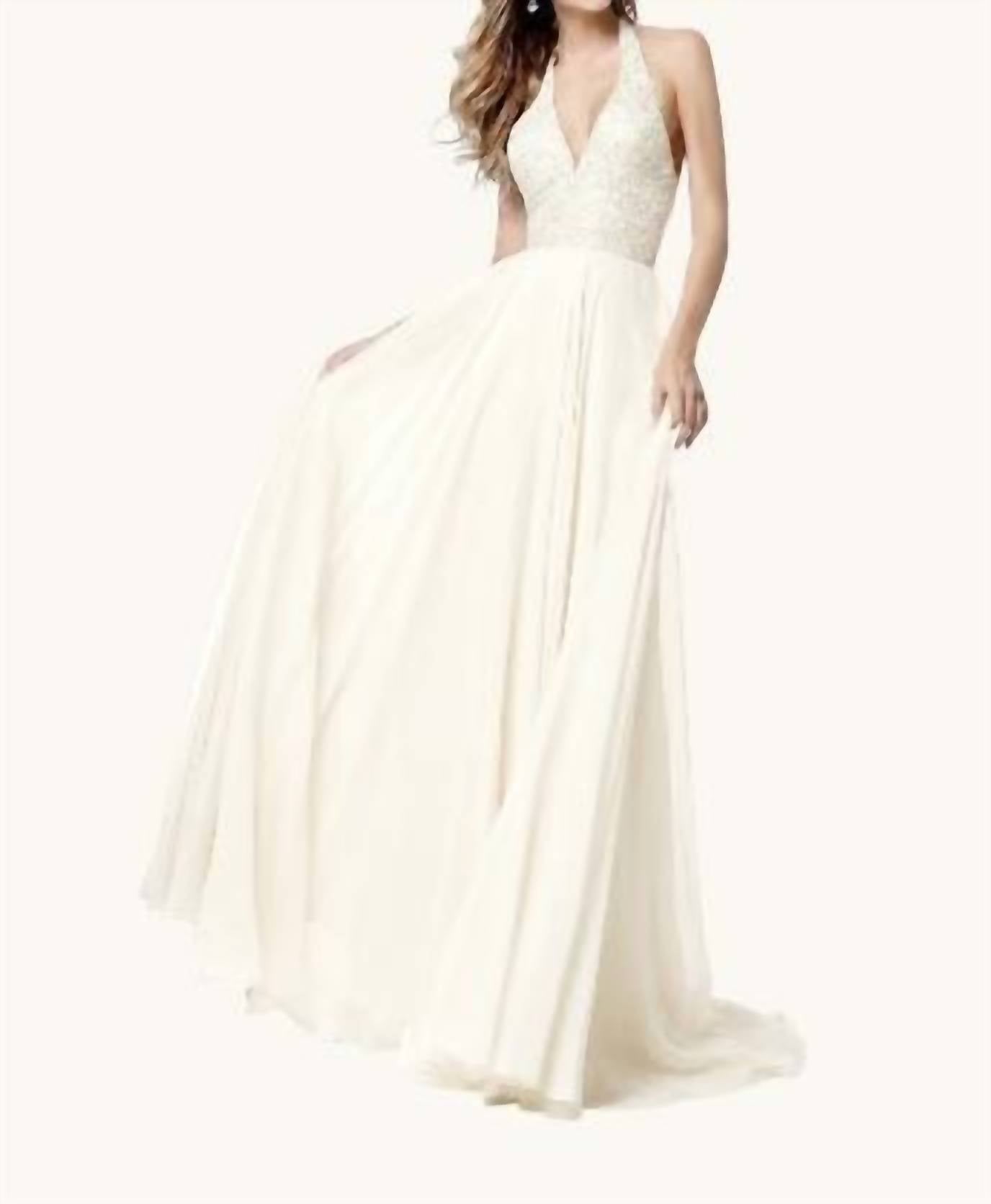 Sherri Hill - Sequin Halter Chiffon Gown
