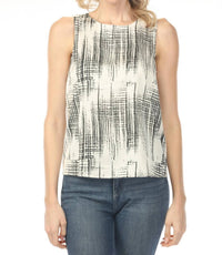 Charlie B - Printed Satin Keyhole Back Tank Top