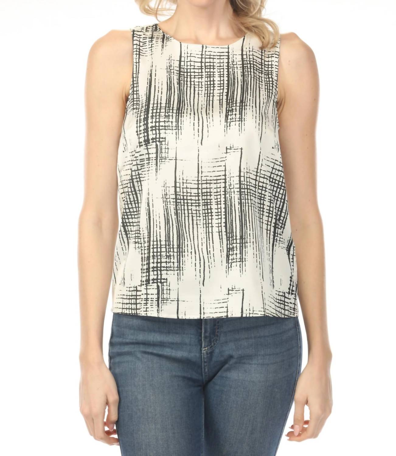 Charlie B - Printed Satin Keyhole Back Tank Top