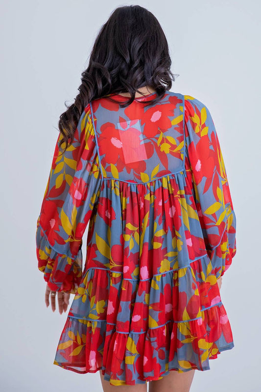 Karlie - Lena Floral Chiffon Boho Tier Dress
