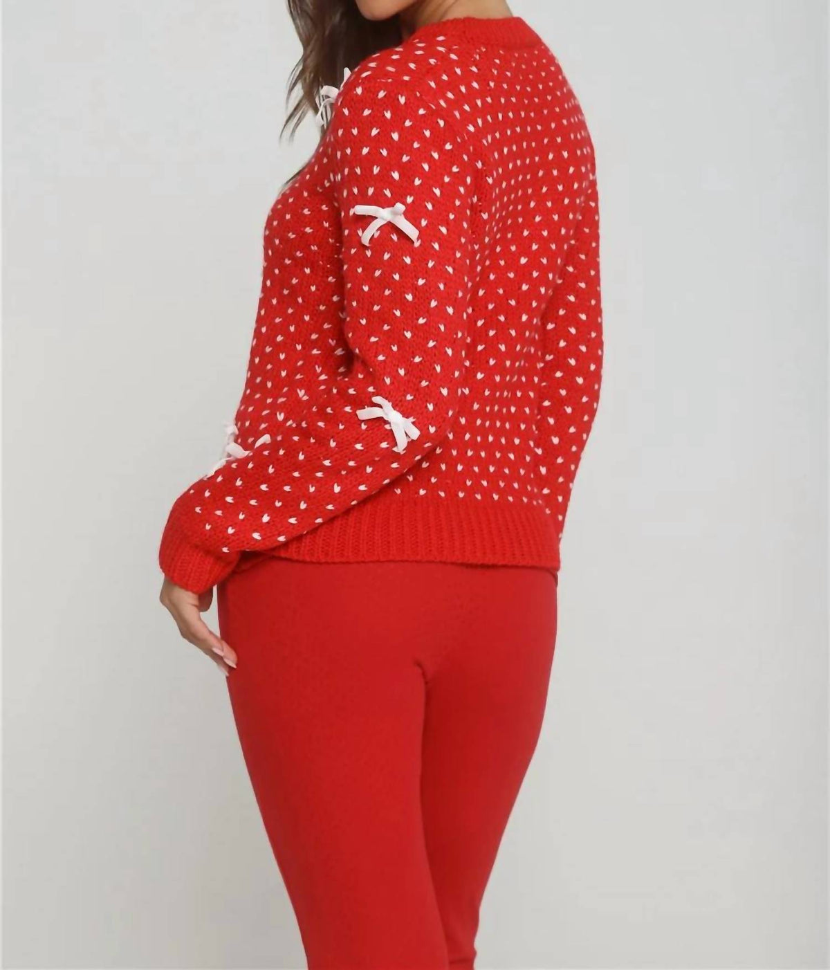 She + Sky - Two Tone Bow Sweater