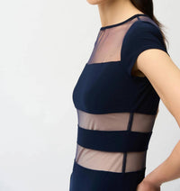 Joseph Ribkoff - Mesh Insert Fit And Flare Dress