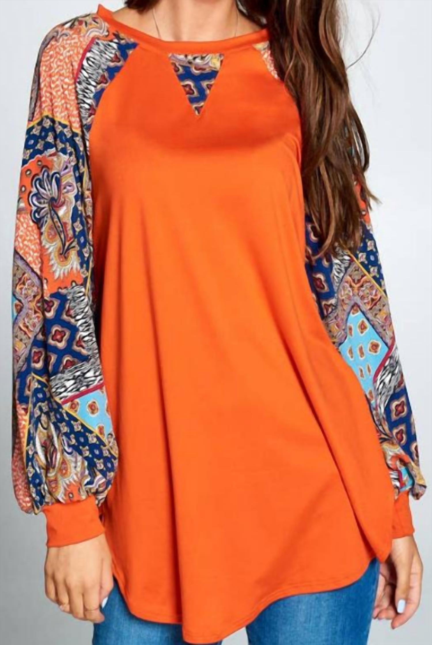 Emerald Collection - Patchwork Balloon Sleeve Raglan Top