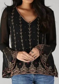 Angie - Luxe Beaded Bell Blouse