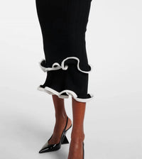 Jonathan Simkhai - Solani Ribbed Knit Ruffle Midi Dress
