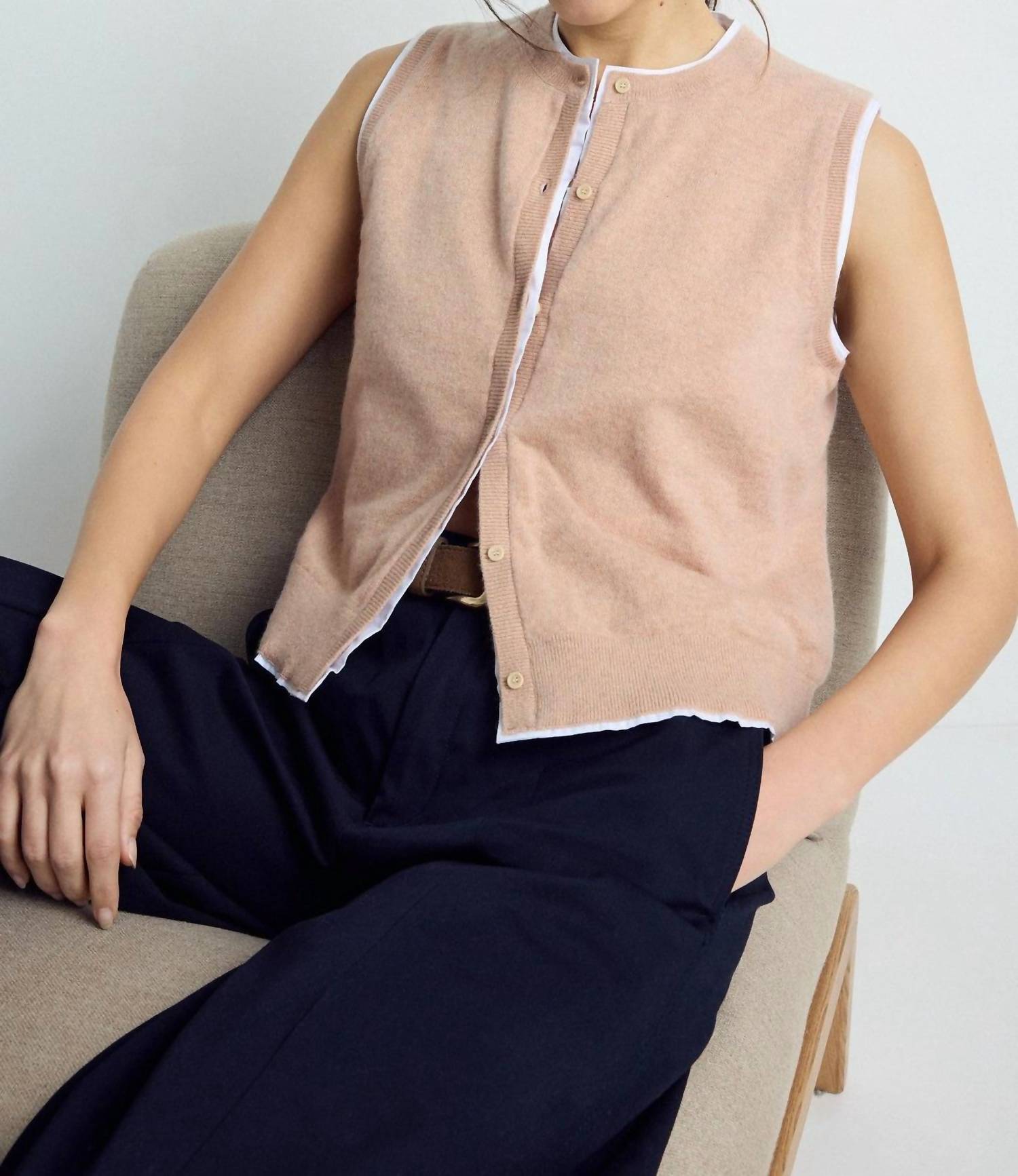 NAADAM Coastal Mixed Media Vest in raffia - women's jacket