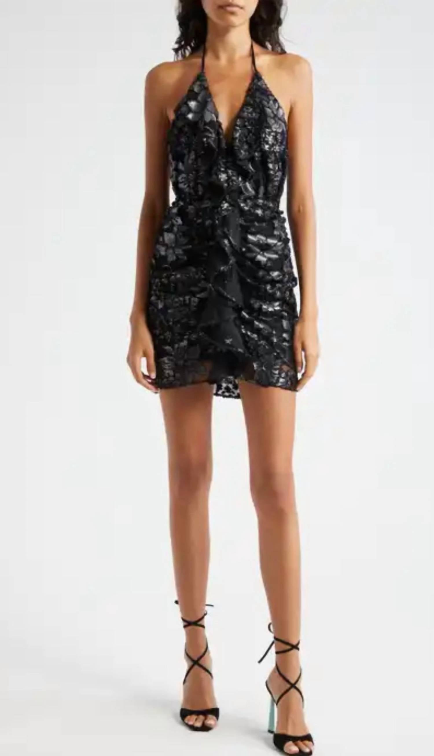 Ramy Brook - Hackett Metallic Floral Halter Minidress