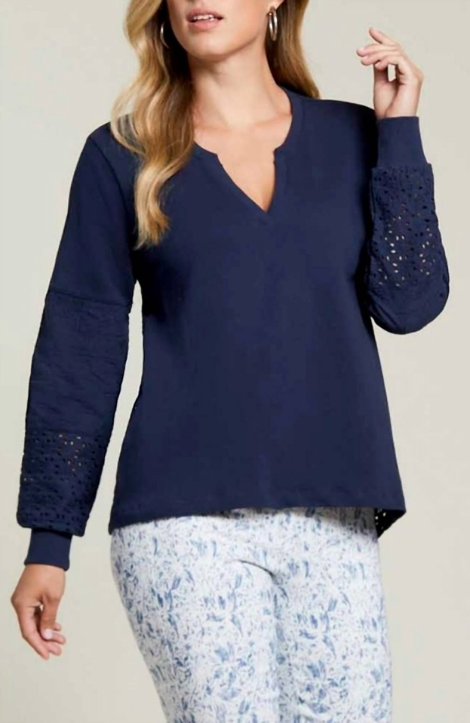 Tribal - Split Neck Top with Embroidery