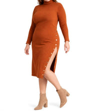 The Athletic Side Of Us - Ribbed Sweater Dress – Body-hugging Knit With Gold Button Detail
