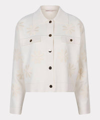 ESQUALO Cana Boxy Embroidery Cardigan in light sand - women's cardigan - view 4