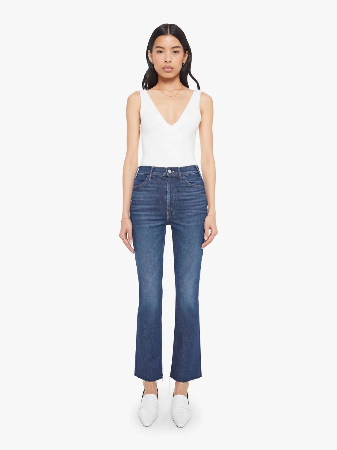 Mother - Hustler Flood Fray Cropped Flare Jeans
