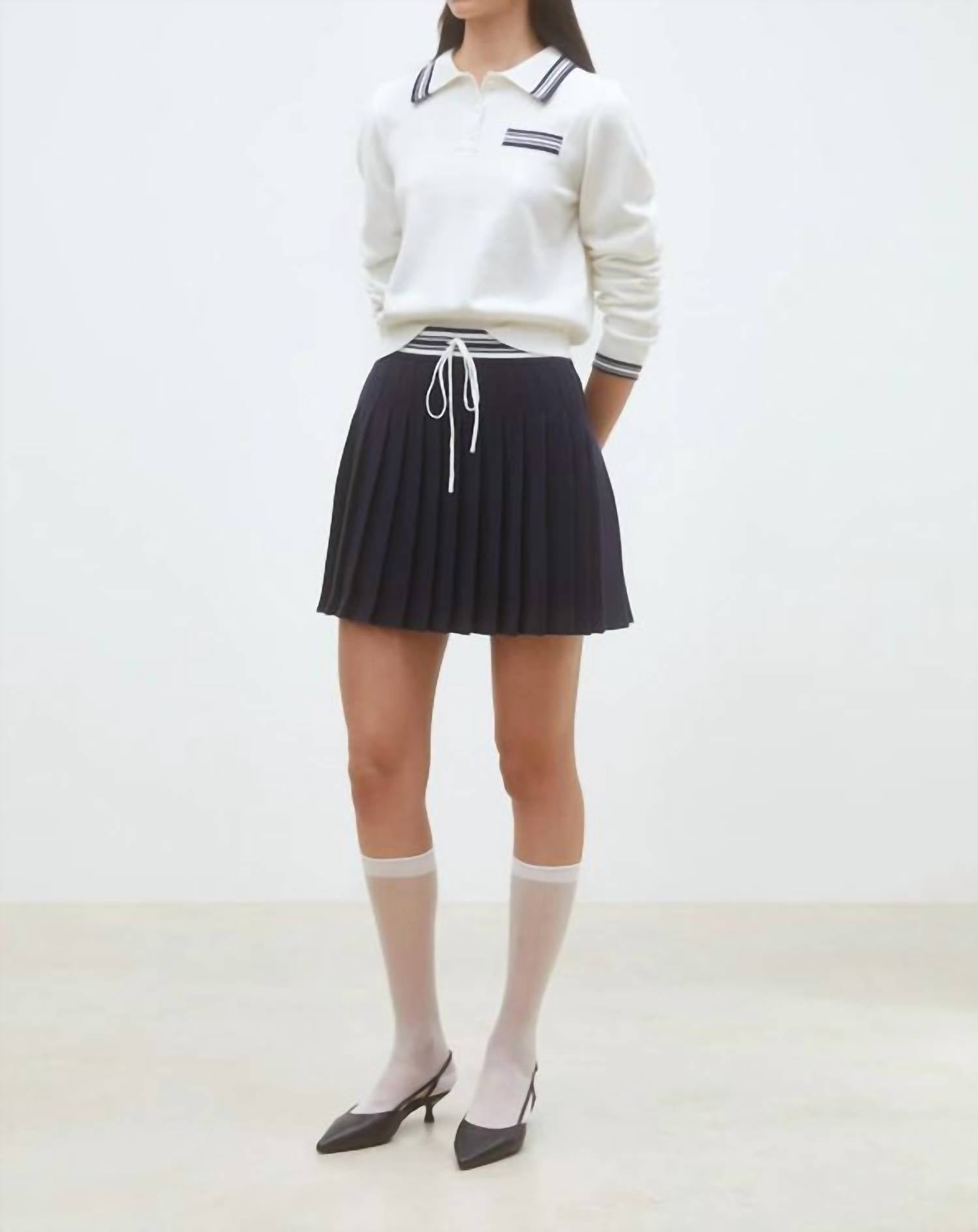Suncoo - Falda Short Two-tone Pleated Mini Skirt