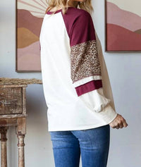 7Th Ray - Animal Print Color Block Top