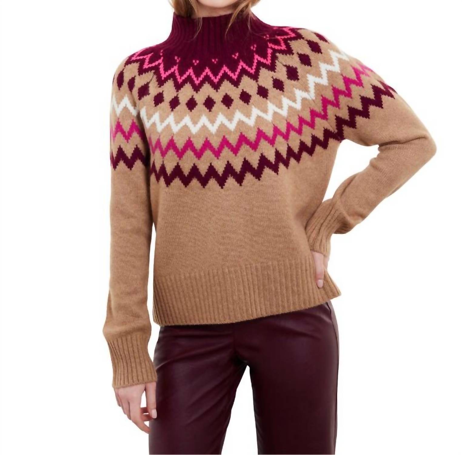&Isla - Sara Fairisle Mock Neck Sweater