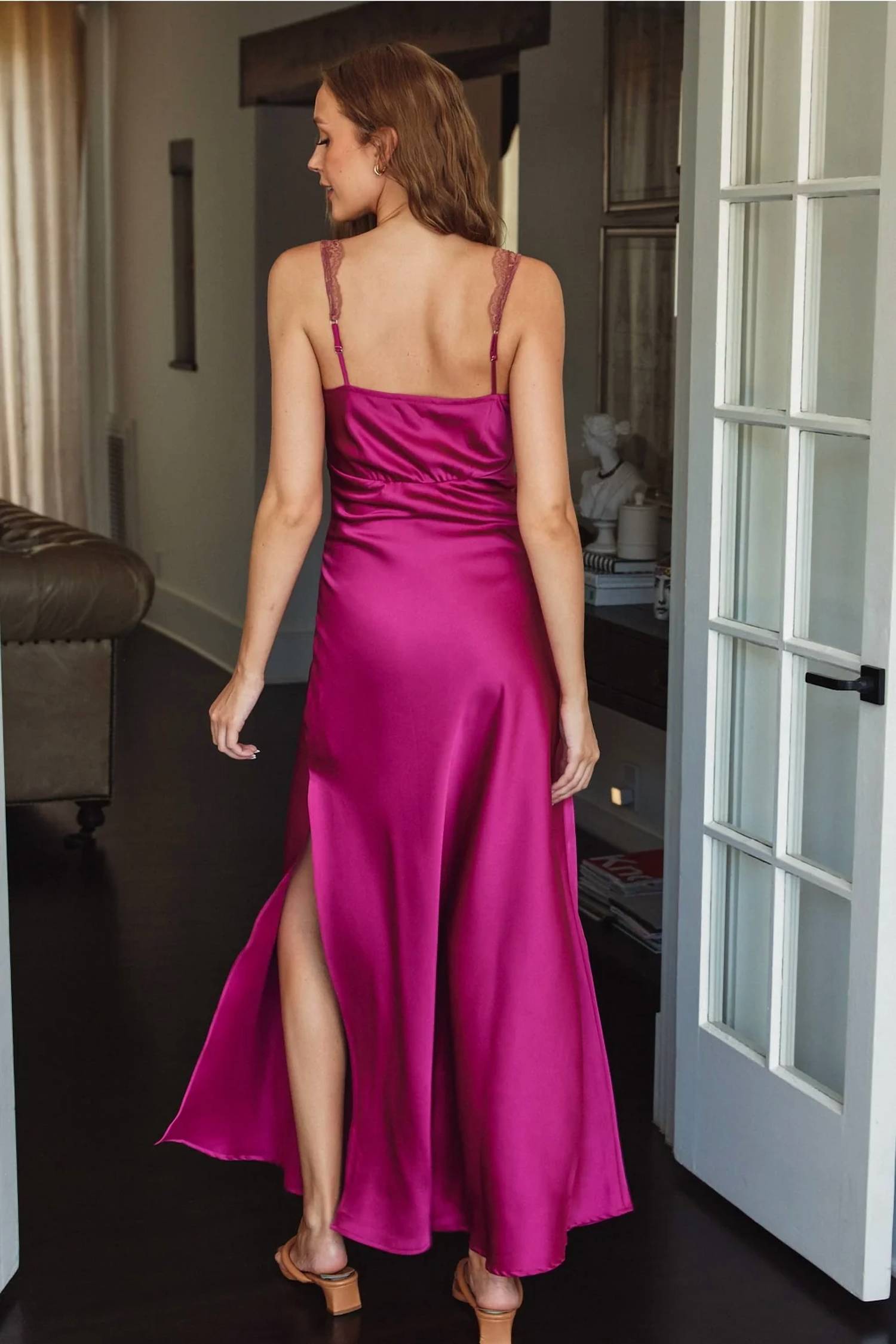 Dress Forum - Lace and Satin Contrast Maxi Dress