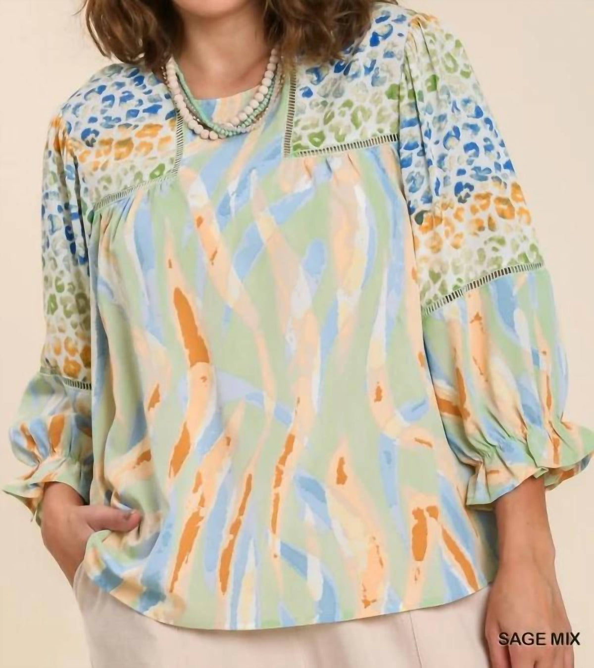Umgee - Hazel's Pastel Mixed Print Top
