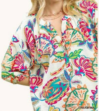 Umgee - Paisley Print V-Neck Top