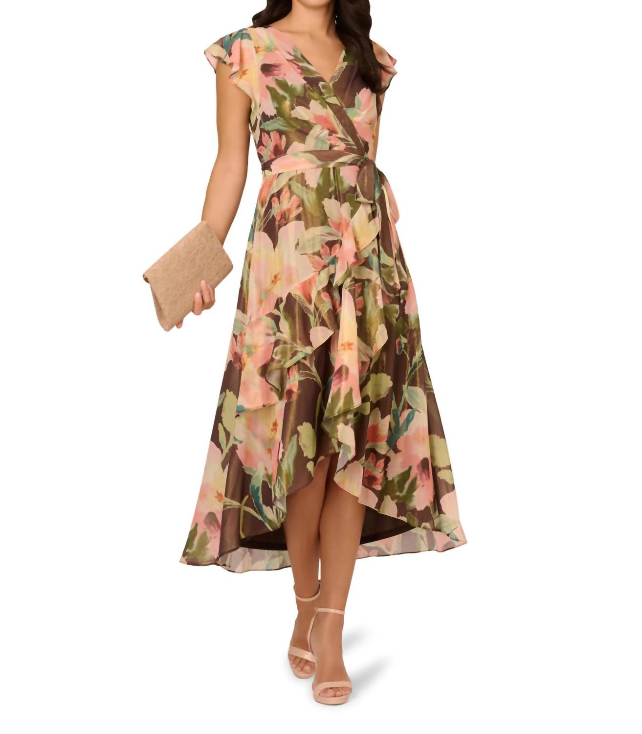 Adrianna Papell - Floral Hi Low Midi Dress