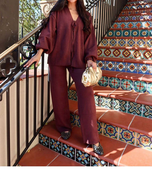 Mimosa - Memories V-neck Top And Flare Pants Set