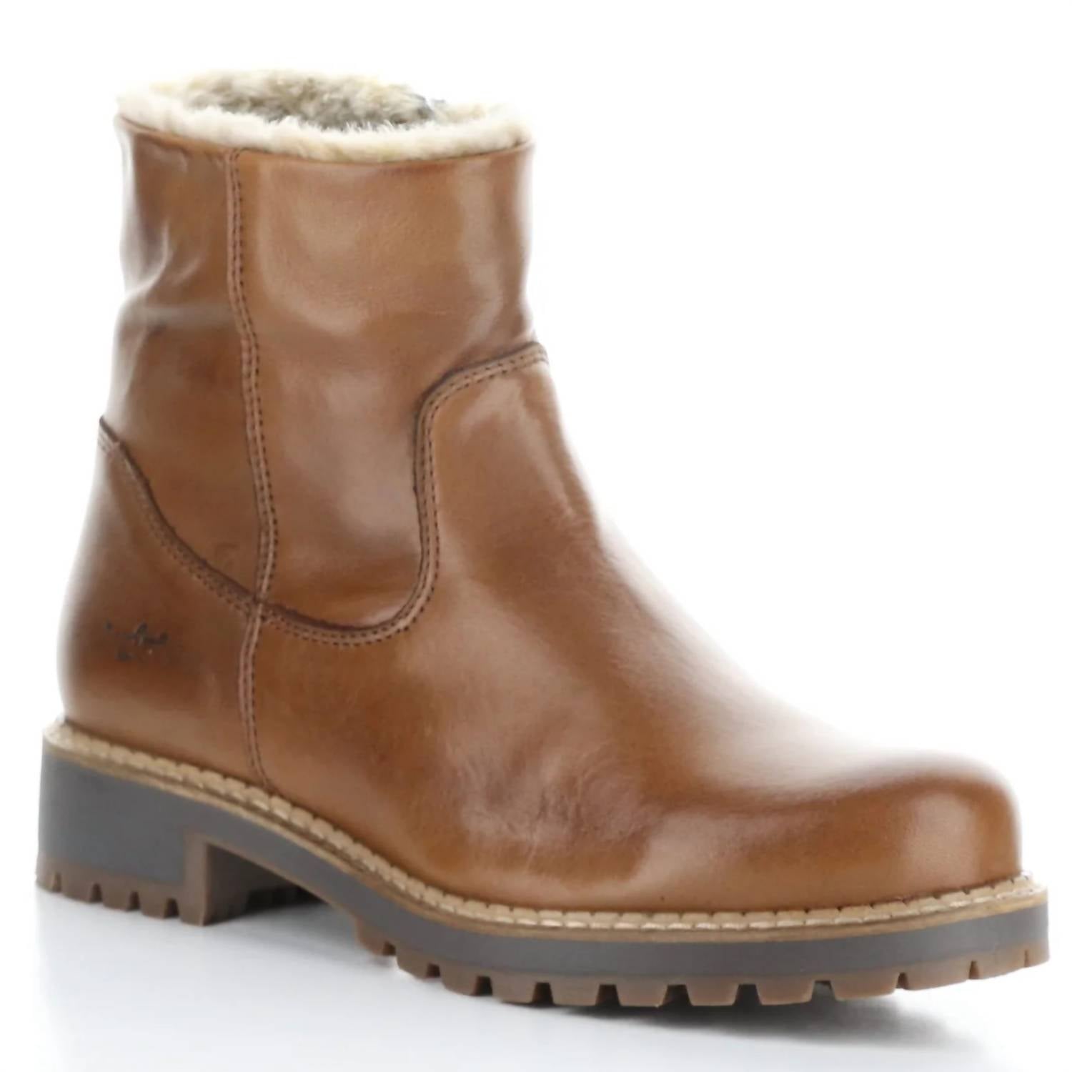 Bos. & Co. Women's Calib Faux Fur Boots in rich tan - women's shoe - detail view