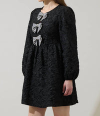 Sugarlips - Arielle Jacquard Glow Bow Velvet Mini Dress