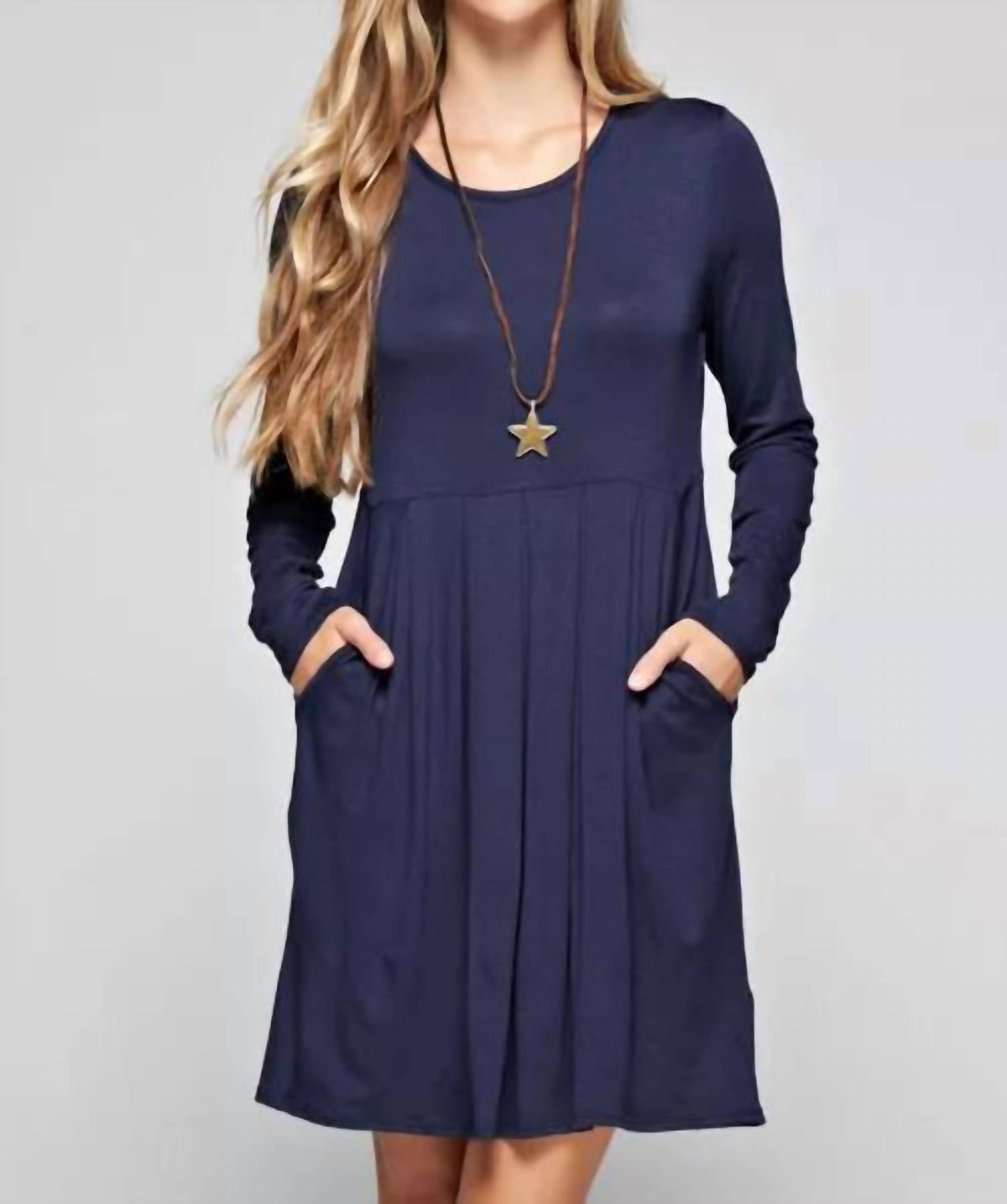 12Pm By Mon Ami - Pleated Solid Classic Dress