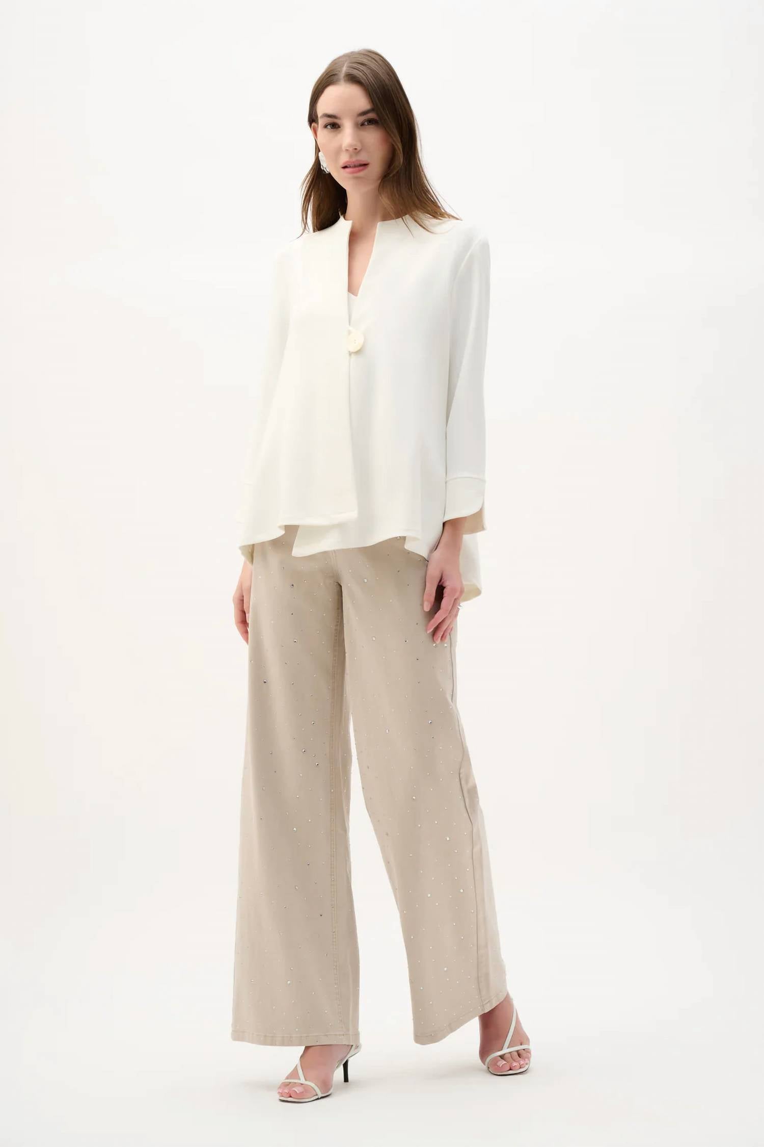 Joseph Ribkoff - Denim Wide Leg Jeans With Embellishments