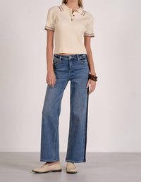 Elan - Ribbed Polo Sweater Top