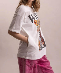Blue Velvet - Oversized Wild Leopard Graphic T-shirt