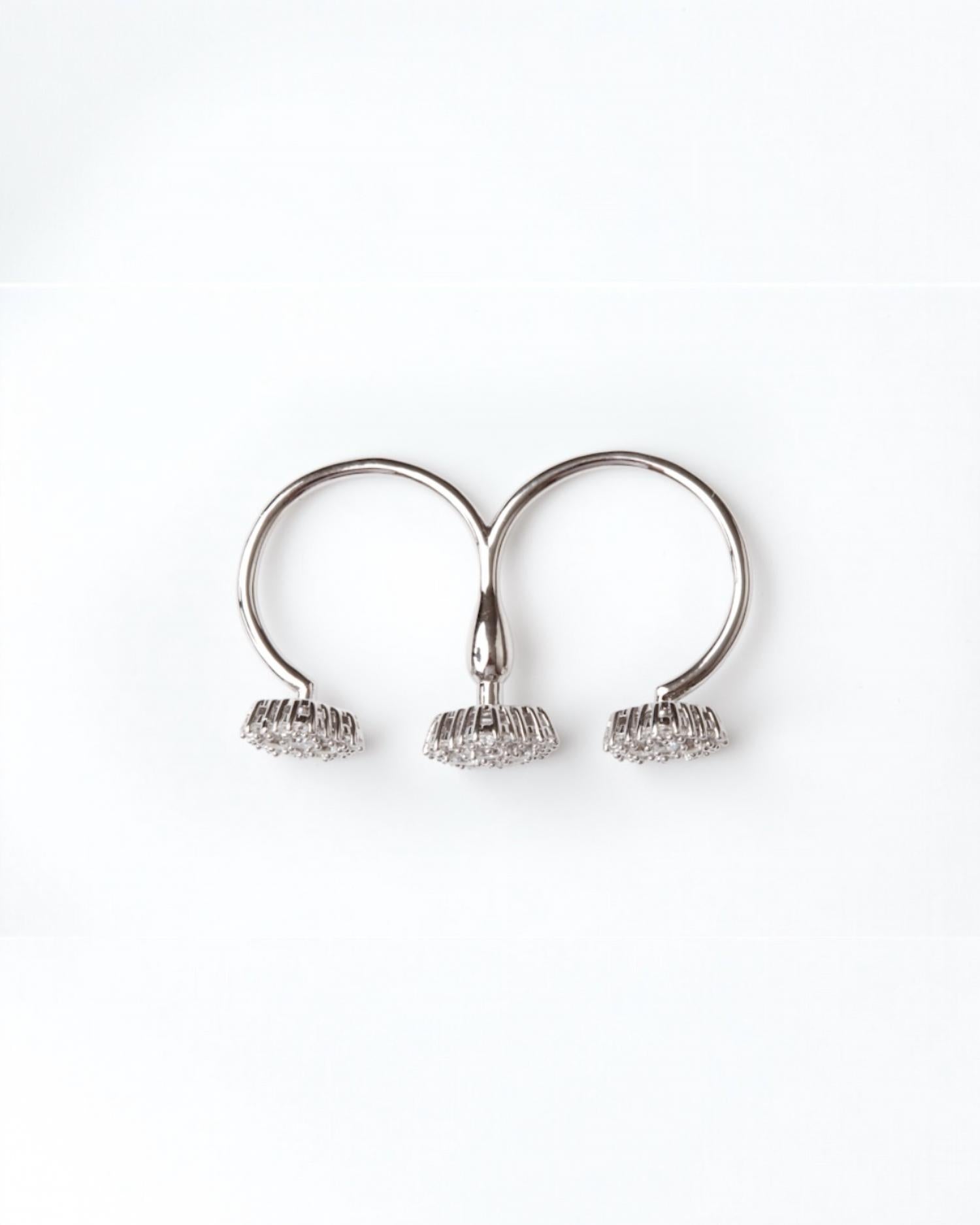 Avenue Chic Flower Two-Finger Ring in silver - women's jewelry - alternate view