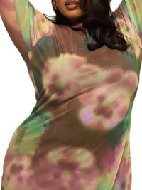 Fashion Szn Curve - Long Sleeve Floral Print Mesh Maxi Dress - Plus Size