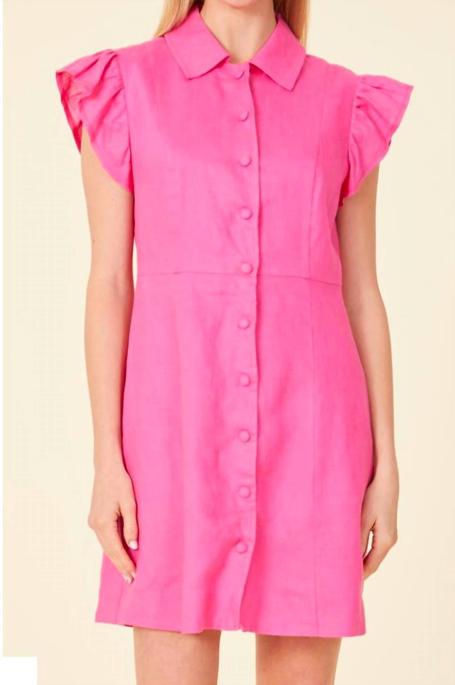 Dolce Cabo - Linen Flutter Sleeve Dress