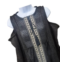 Simply Noelle - Women's Cold Shoulder Tie At Neck Long Sleeved Top
