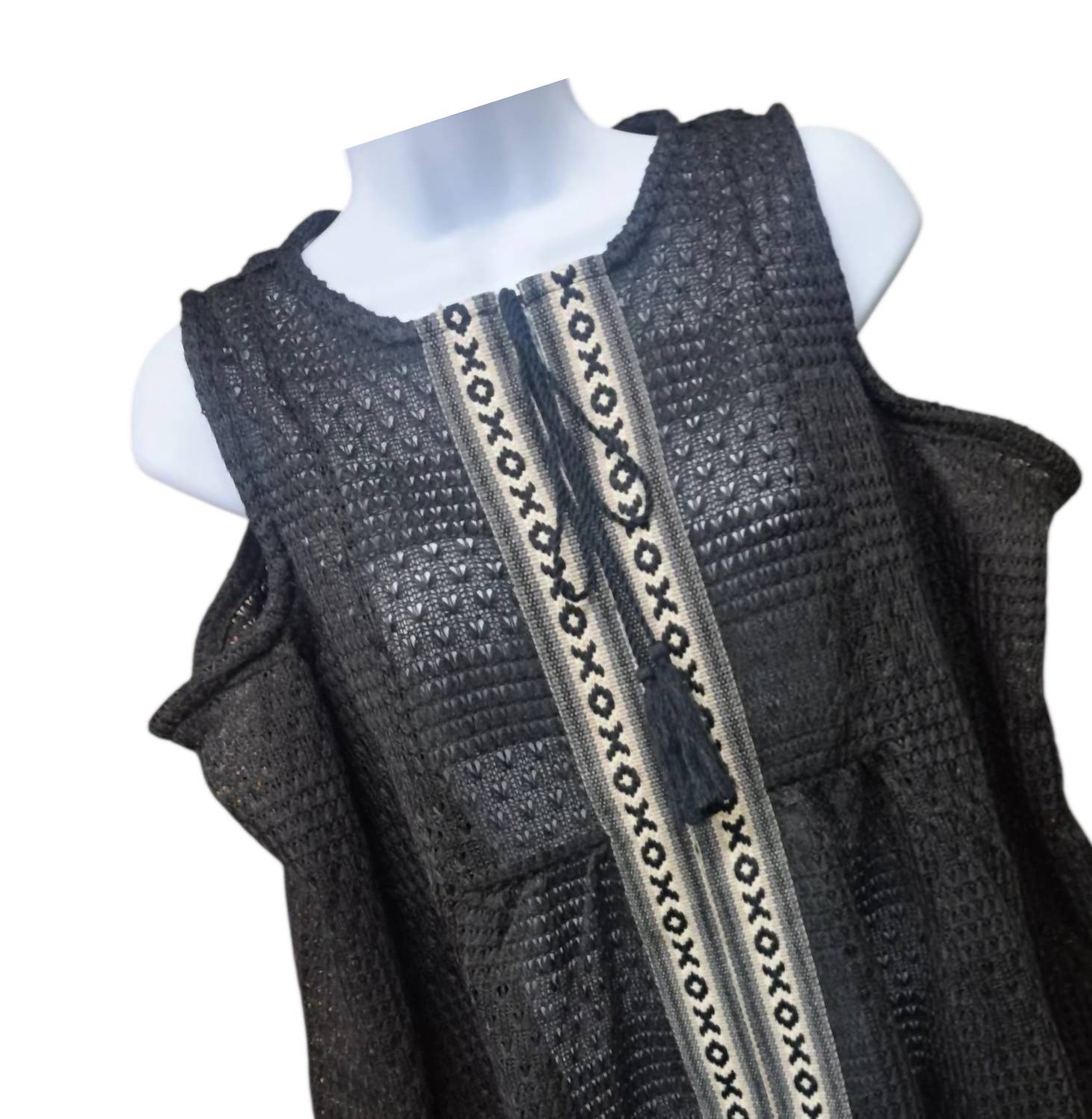 Simply Noelle - Women's Cold Shoulder Tie At Neck Long Sleeved Top
